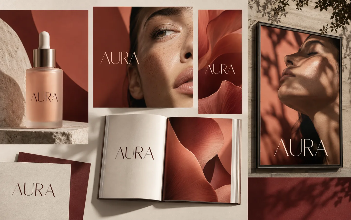 Campagne skincare fictive AURA soumise à Signal